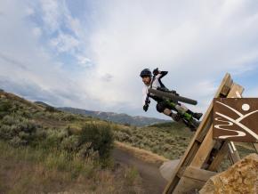 Showing off mountain biking skills at the Trailside Bike Park