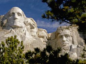 The faces of four former U.S. presidents carved into Mount Rushmore