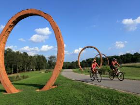 Biking alongside sculptures in the North Carolina Museum of Art’s sprawling Museum Park Biking alongside sculptures in the North Carolina Museum of Art’s sprawling Museum Park