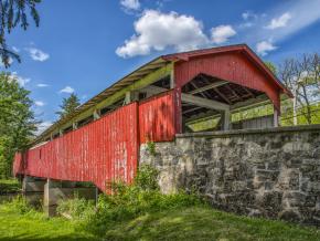 Official Discover Lehigh Valley promotional image featuring Bogert's Covered Bridge Official Discover Lehigh Valley promotional image featuring Bogert's Covered Bridge