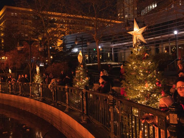 Holiday decorations at the Three Nights of Lights event in Providence, Rhode Island