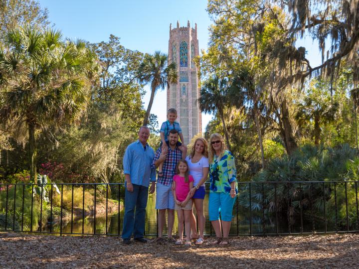 Family at Bok Tower Gardens in Lake Wales, Florida