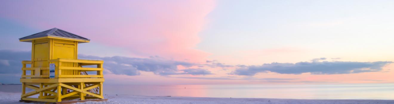 A lifeguard stand on Siesta Key Beach in Sarasota, Florida