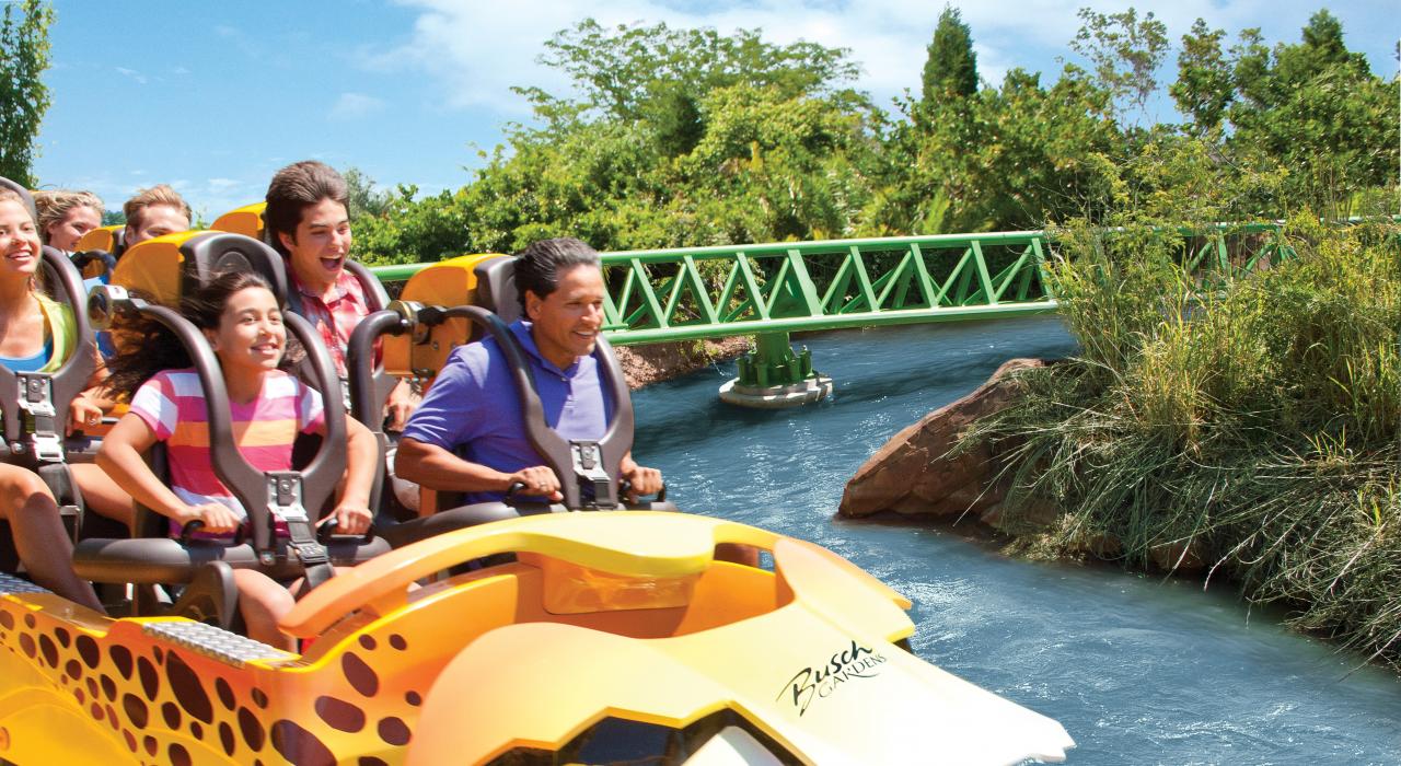 Riding the Cheetah Hunt Coaster at Busch Gardens in Tampa, Florida
