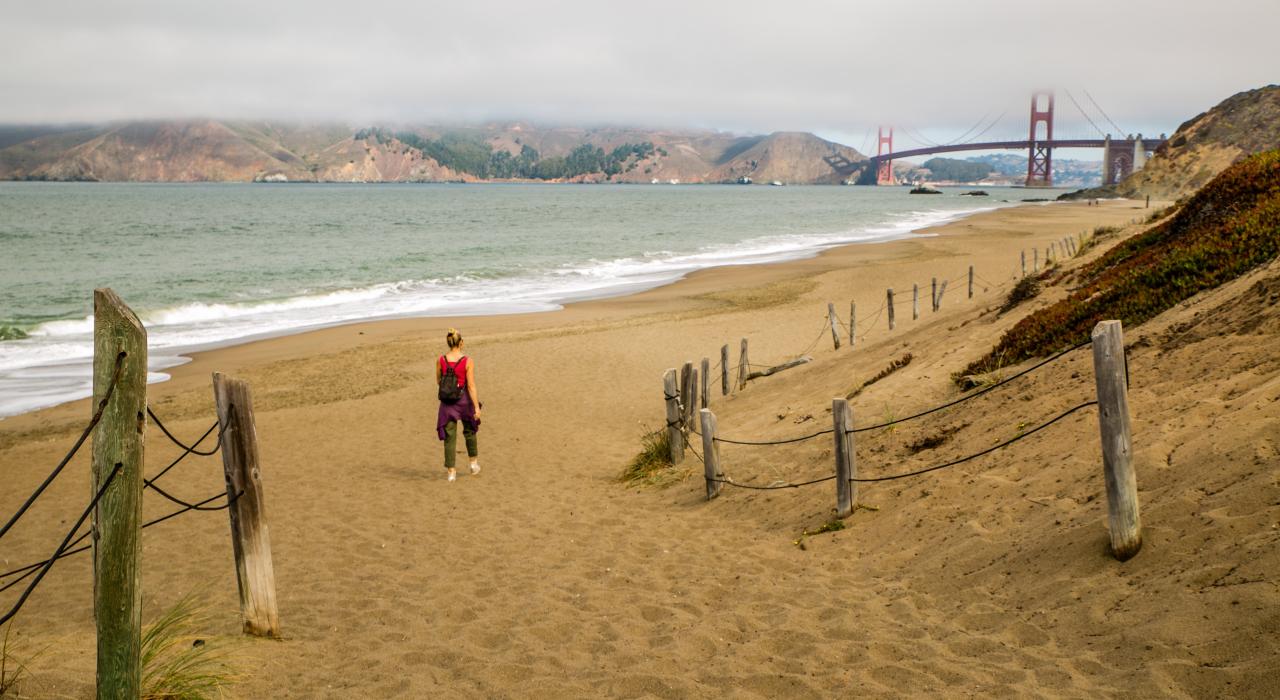 Baker Beach with views of the Golden Gate Bridge in San Francisco, California