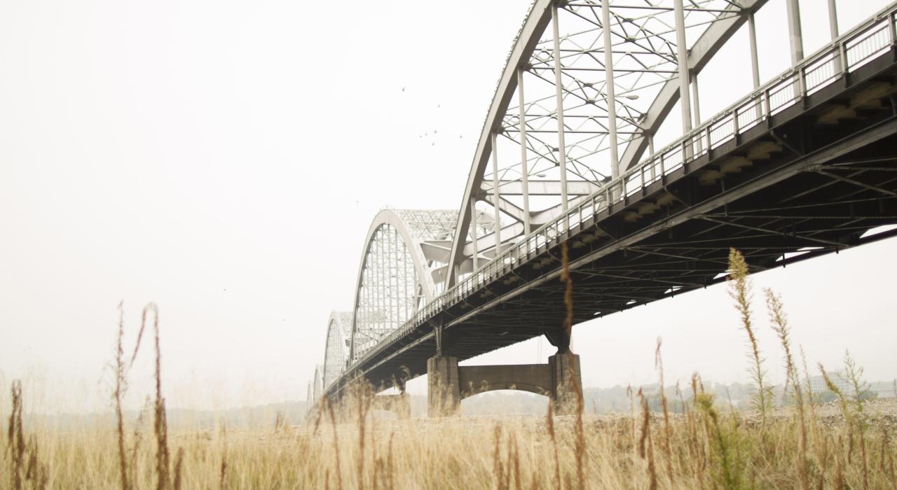 Quad Cities connecting bridge on the Mississippi River in Illinois