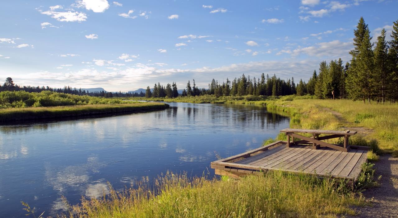 Still river in Yellowstone National Park, Montana