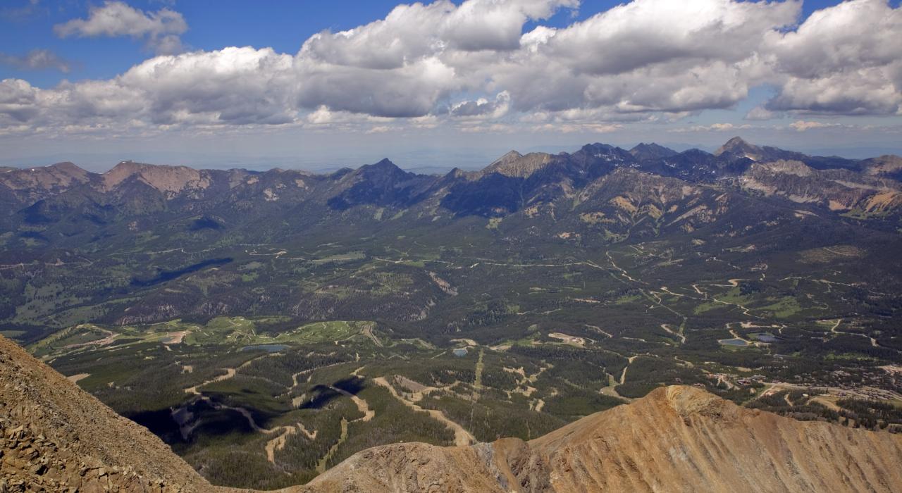 View from a mountain summit in Yellowstone National Park in Montana