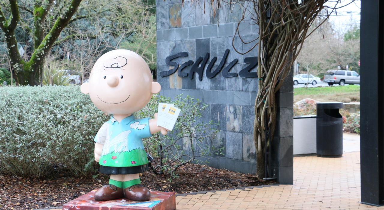 Statue of Charlie Brown outside the Charles M. Schulz Museum in Santa Rosa