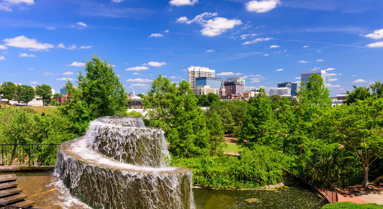 Finlay Park and the Columbia, South Carolina skyline