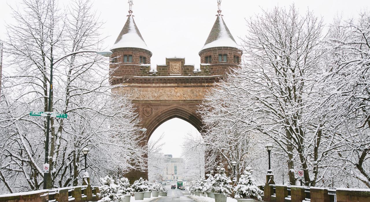 The Soldiers and Sailors Memorial Arch, dedicated in 1886, in Bushnell Park