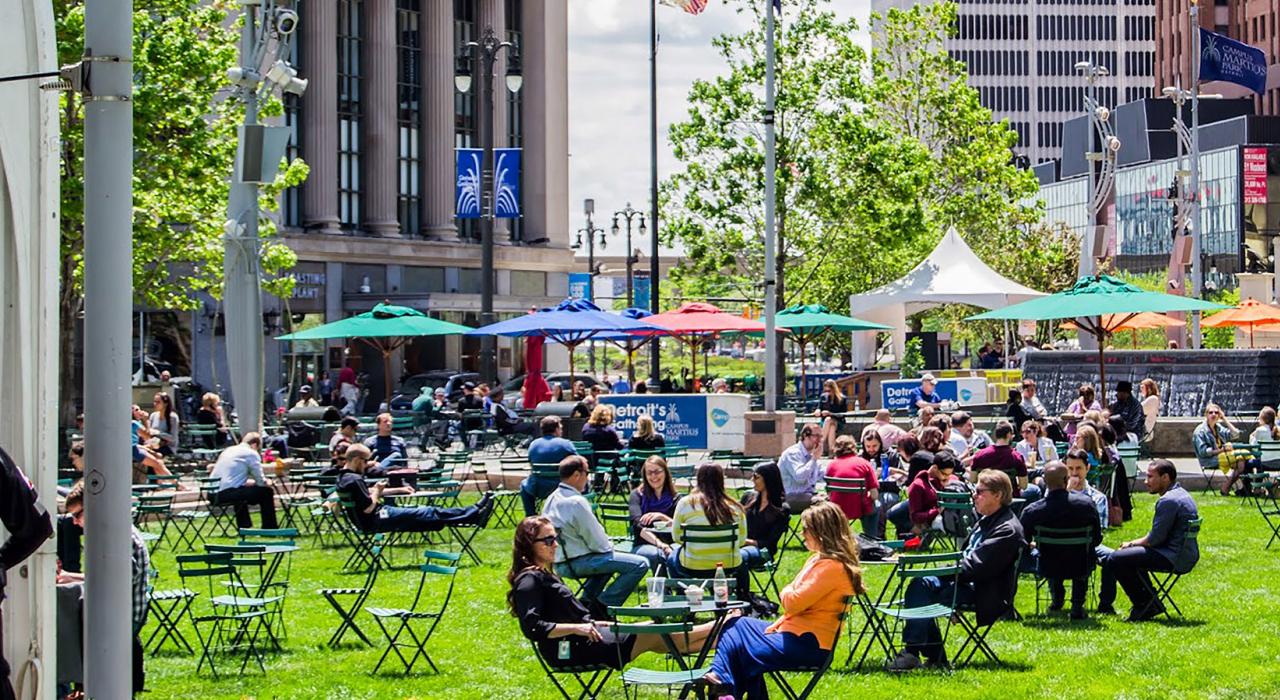 Campus Martius Park, a favorite downtown gathering place for all seasons