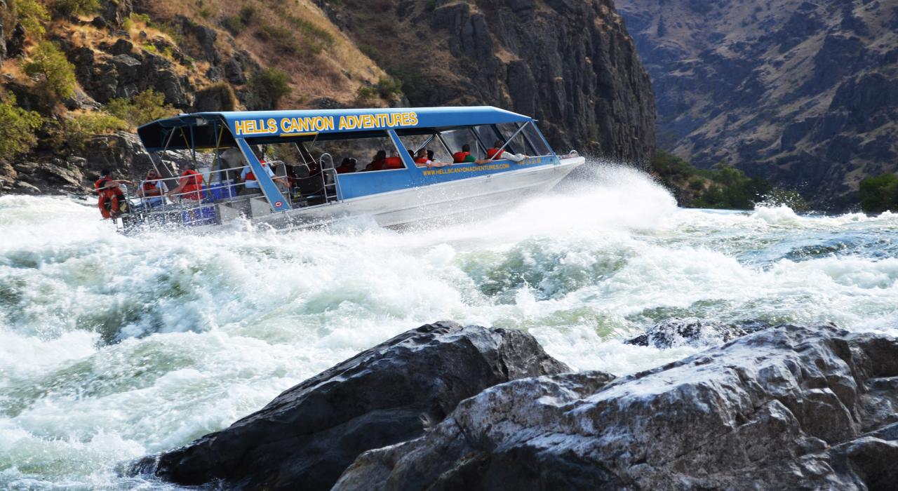 Taking a jet boat tour on Hells Canyon in Southwest Idaho
