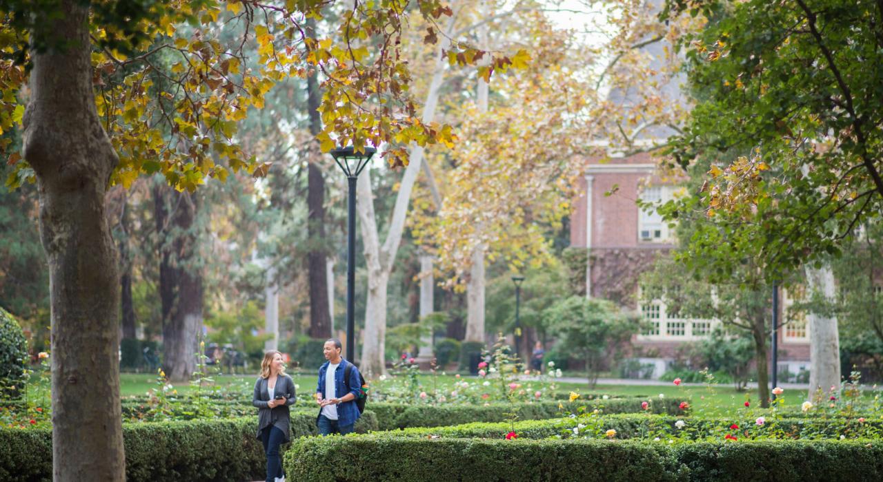 Strolling the picture-perfect University of the Pacific campus