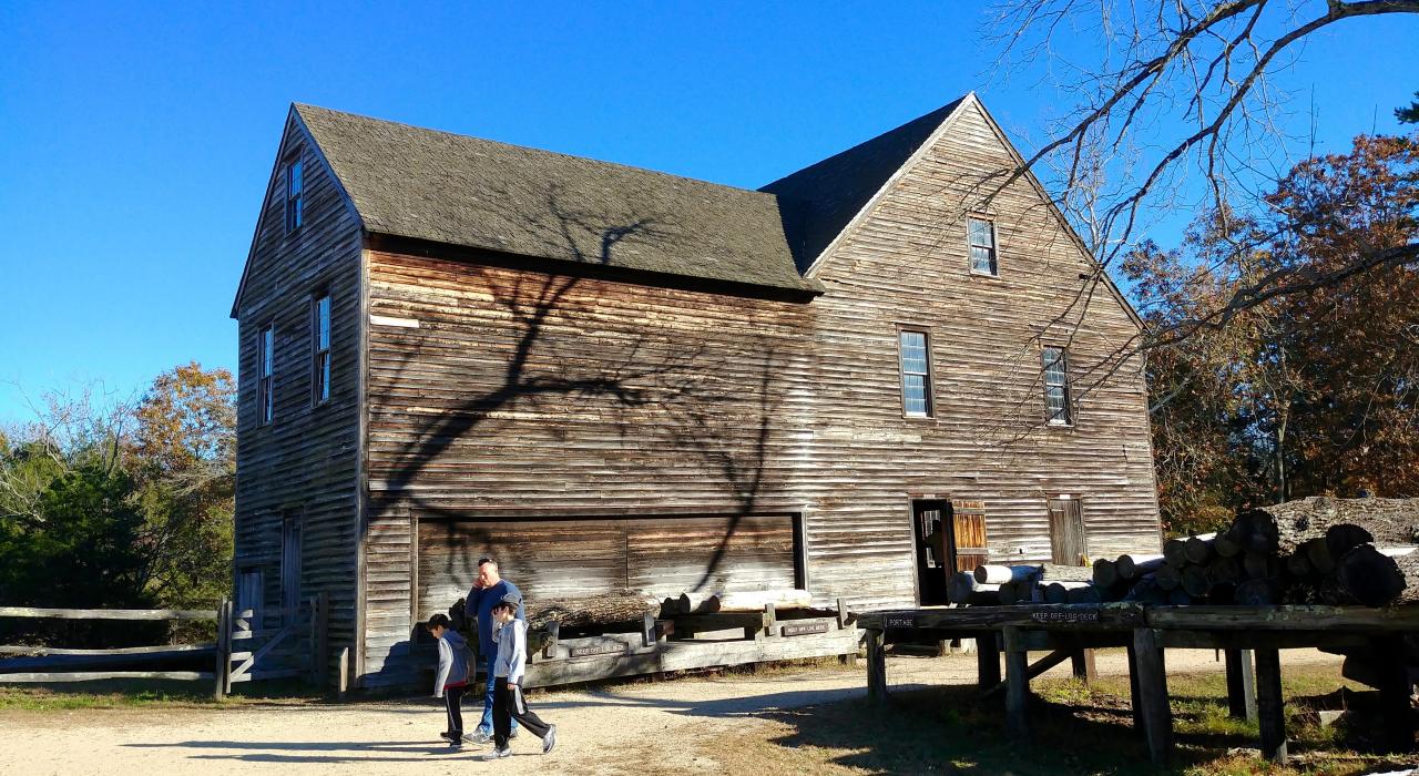 Family exploring Batsto Village in Hammonton, New Jersey