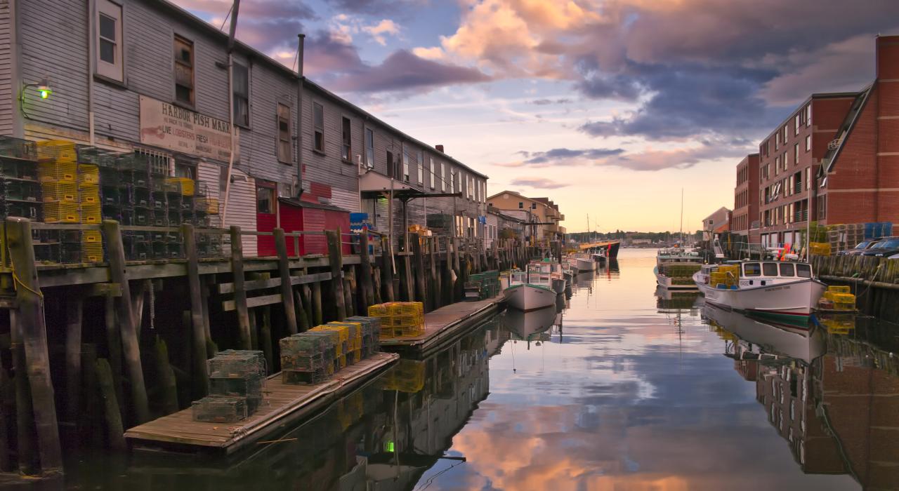 Beautiful sky over Portland, Maine’s waterfront