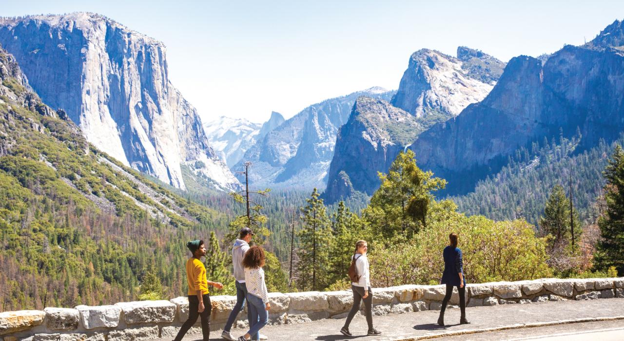 A walk with an epic vista in Yosemite National Park, California A walk with an epic vista in Yosemite National Park, California