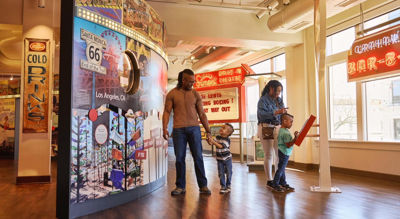 Route 66 memorabilia on display at the History Museum on the Square