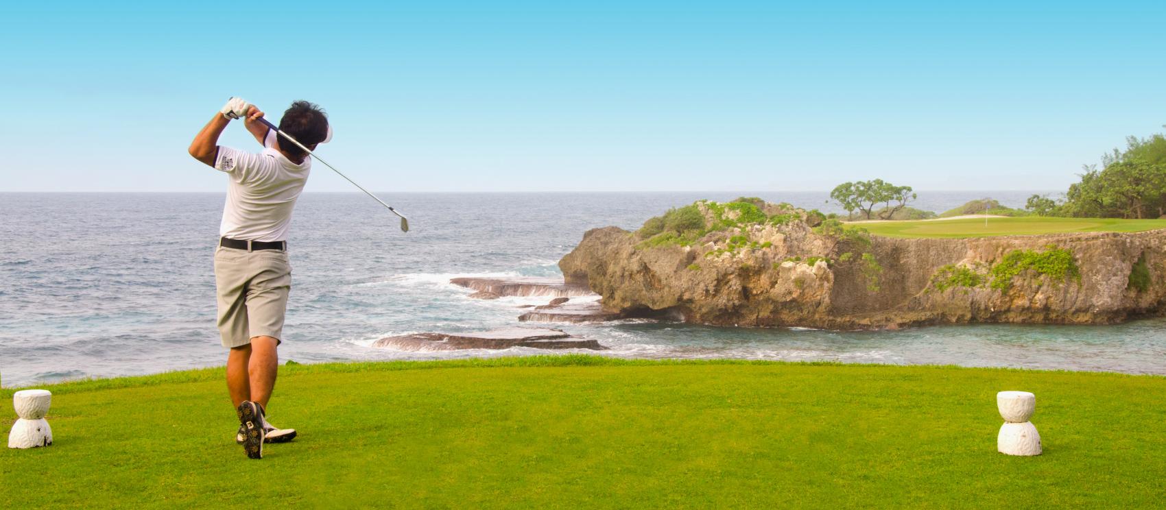 Teeing off at one of the seven golf courses on Guam