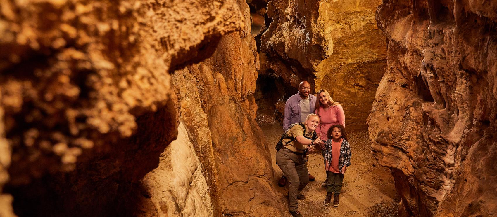 Touring limestone caves at Carter Caves State Resort Park